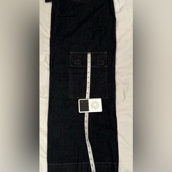 NWOT Vintage CLUB MONACO Women's Blue Dark Wash Wide Leg Cargo Crop Jeans Sz 8 - Picture 7 of 12